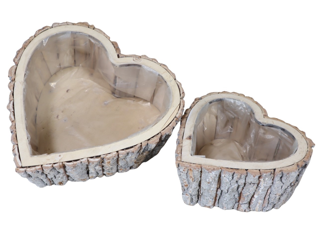 Pflanzherz Set/2 Rinde gekalkt D26/17,5cm
