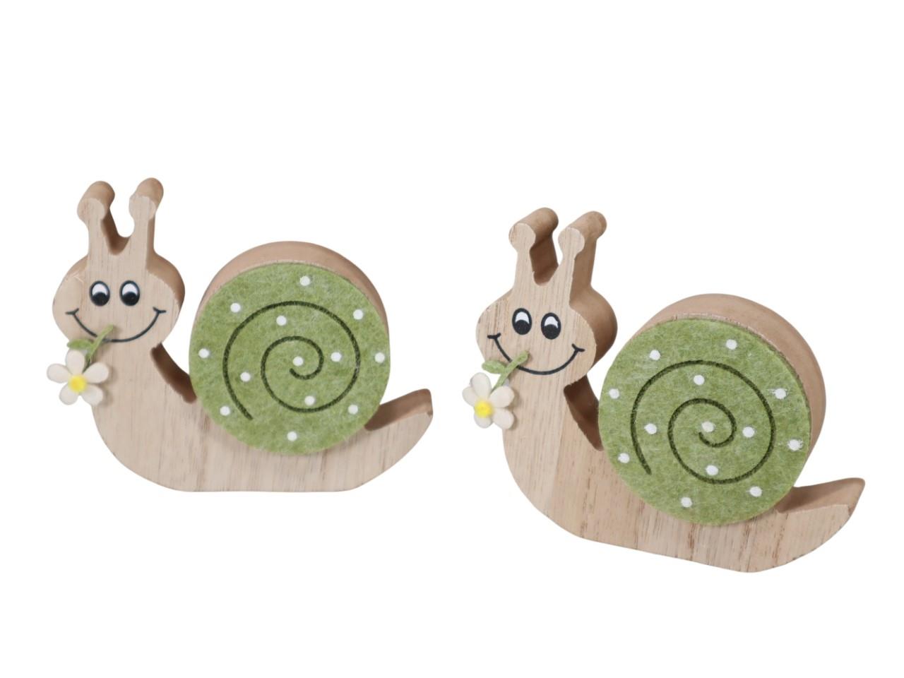 Schnecke stehend Holz grün/natur L10xH8cm