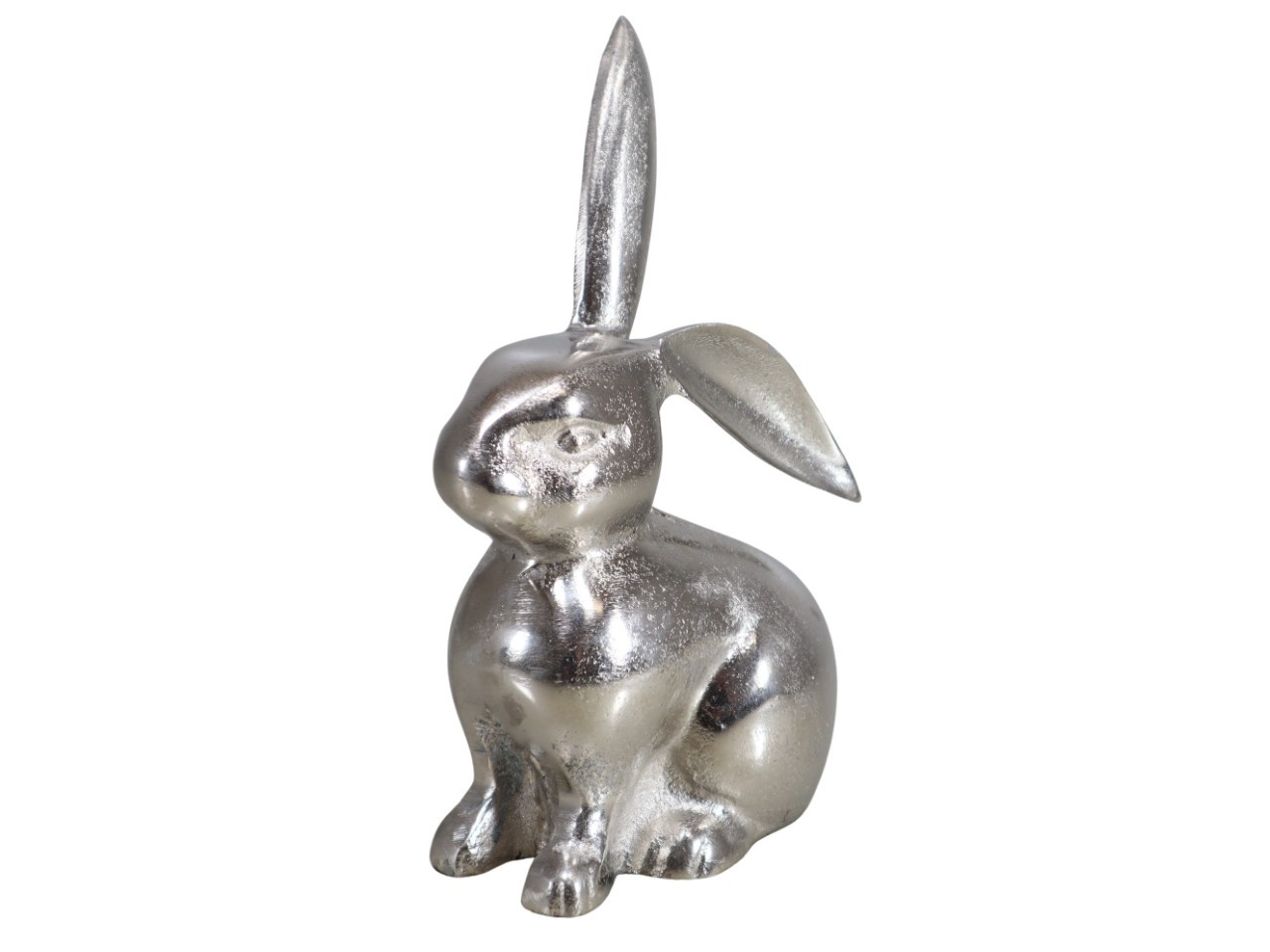 Hase sitzend Aluminium silber 24x15cm