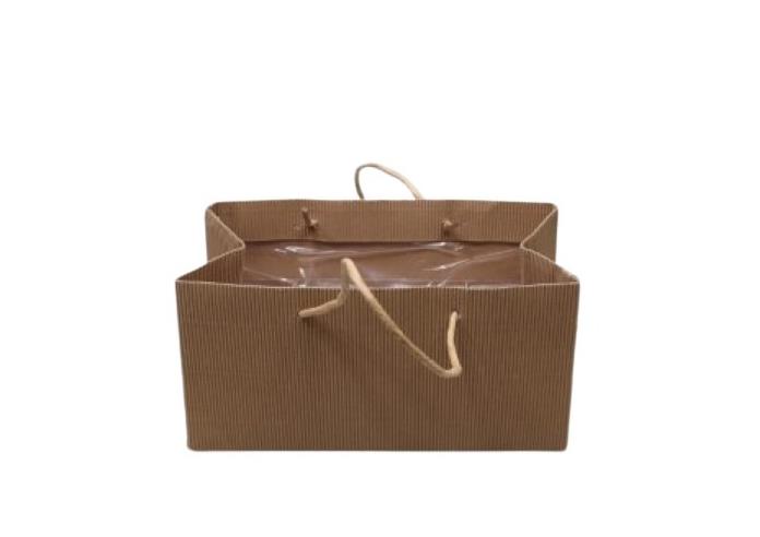 Tasche Wellpappe Ribbel natur L24x12x12cm