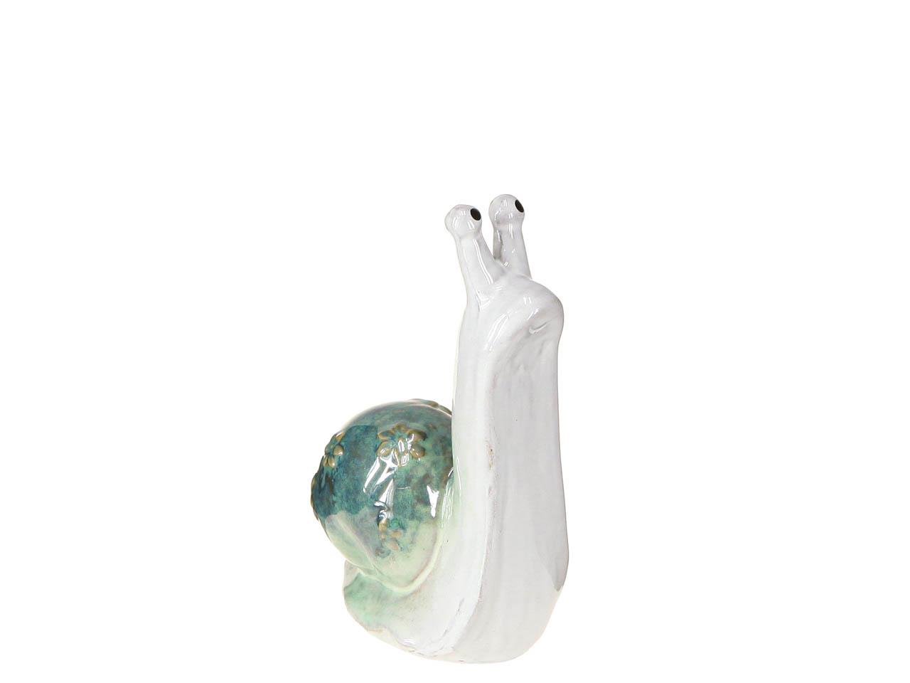 Schnecke Keramik grün-weiß glasiert D10xH16cm