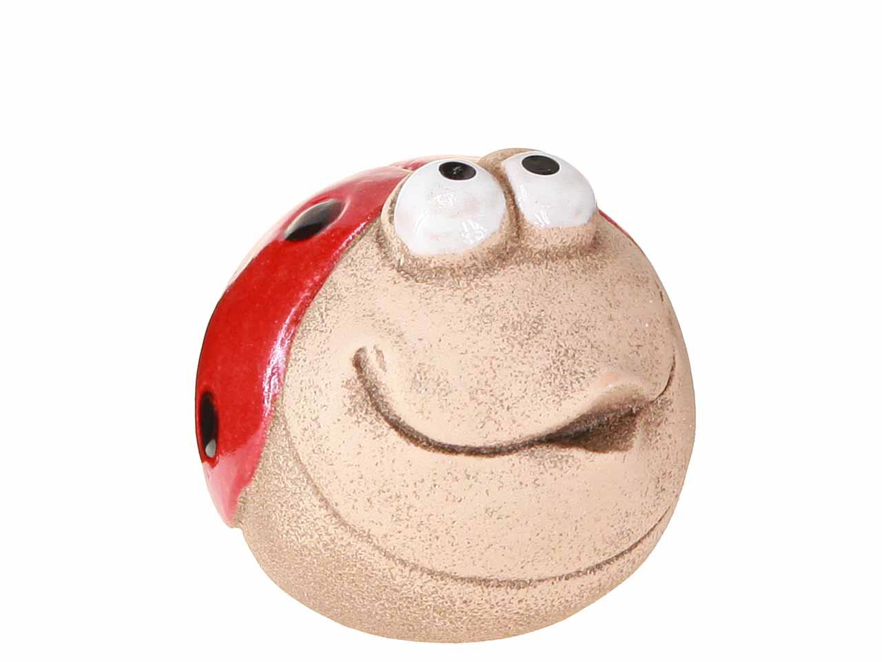 Marienkäfer sitzend Keramik rot/stein D7cm