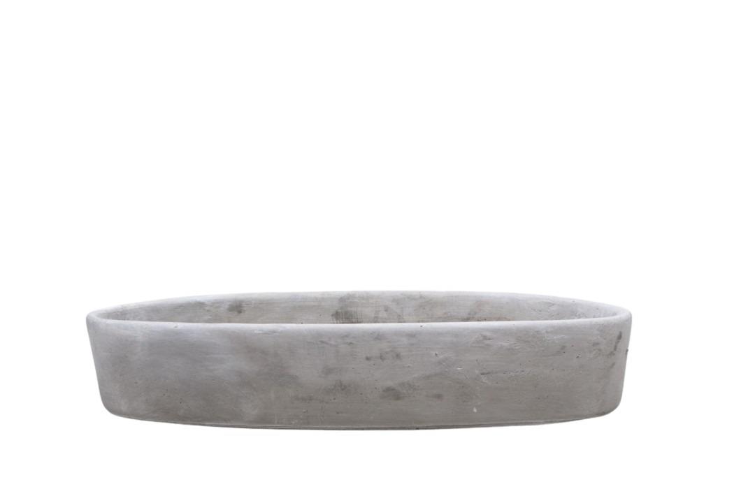 Pflanzschiff oval Zement grau L31x8xH6cm