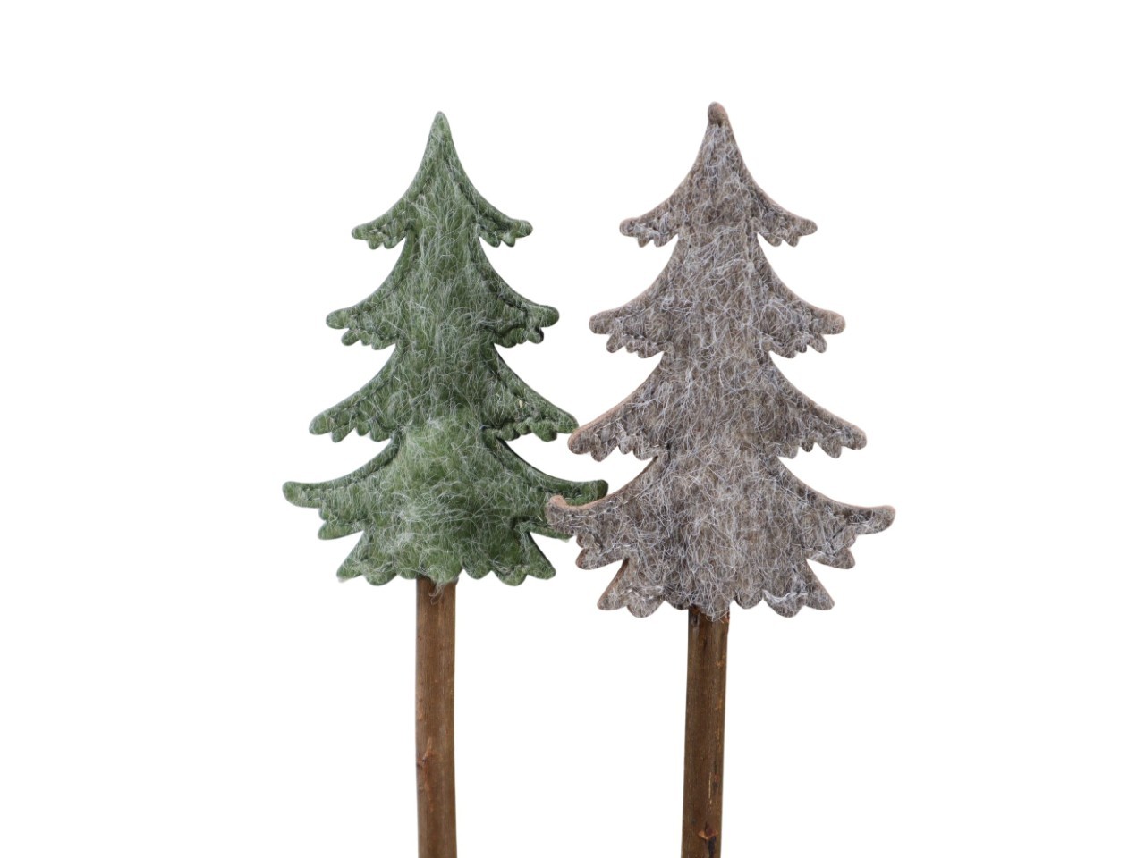 Stecker Tannenbaum Filz mit Holzstab natur+salbei H44cm