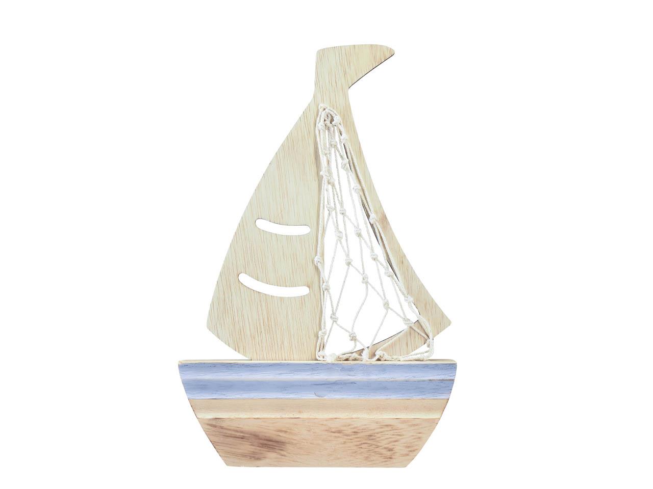 Segelboot stehend Deko natur-hellblau D25,5cm