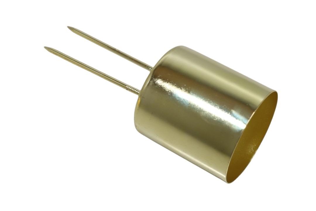 Stabkerzenhalter mit Doppelpin Metall gold D5,2x5,5cm