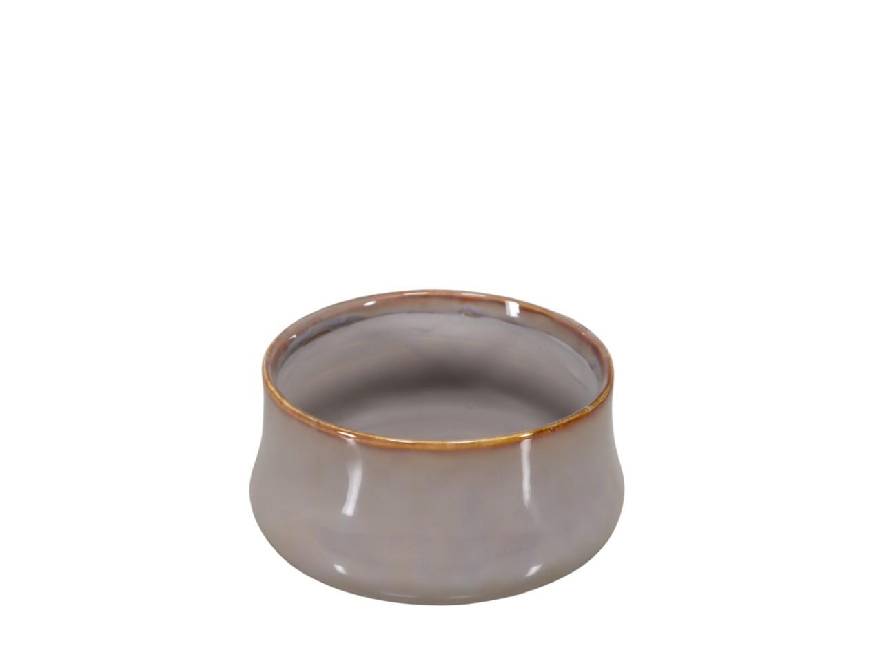 Schale rund Keramik hellgrau D 14 cm H 7 cm