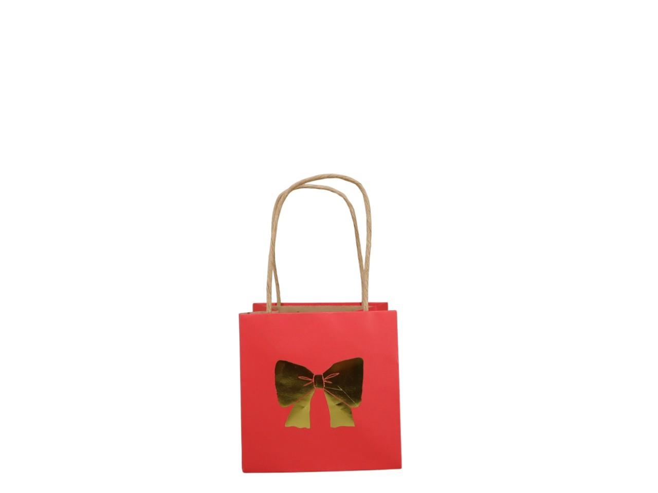 Pflanztasche Schleife Papier rot/gold D10,5cm