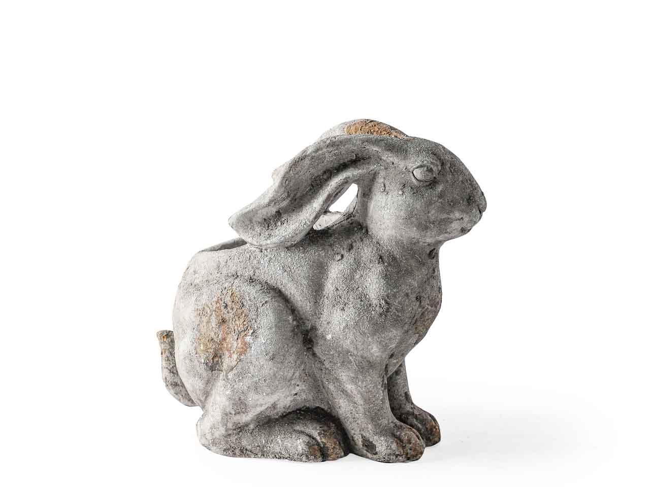 Pflanztopf Hase Zement antik grau L28,5xH27cm
