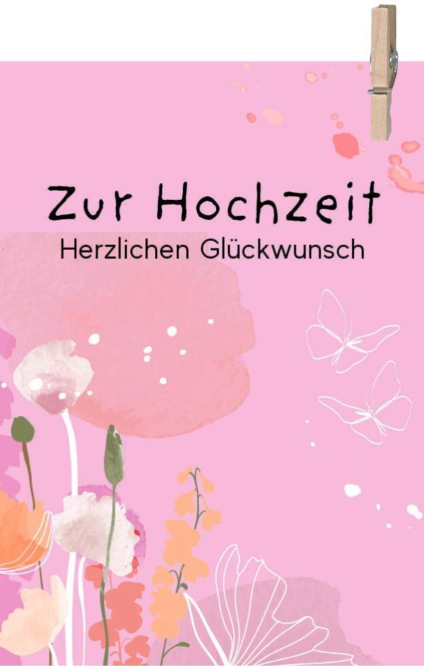 Minikarten Zur Hochzeit herzlichen Glückwunsch 7,5x5 cm