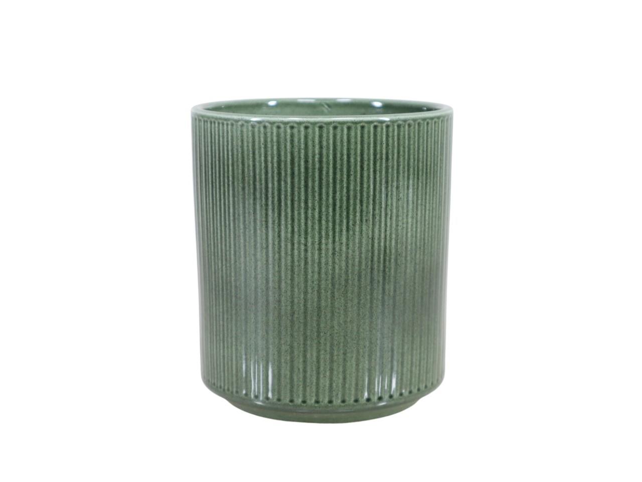 Keramikübertopf für Orchideen Stripes laubgrün-lasur D13cm