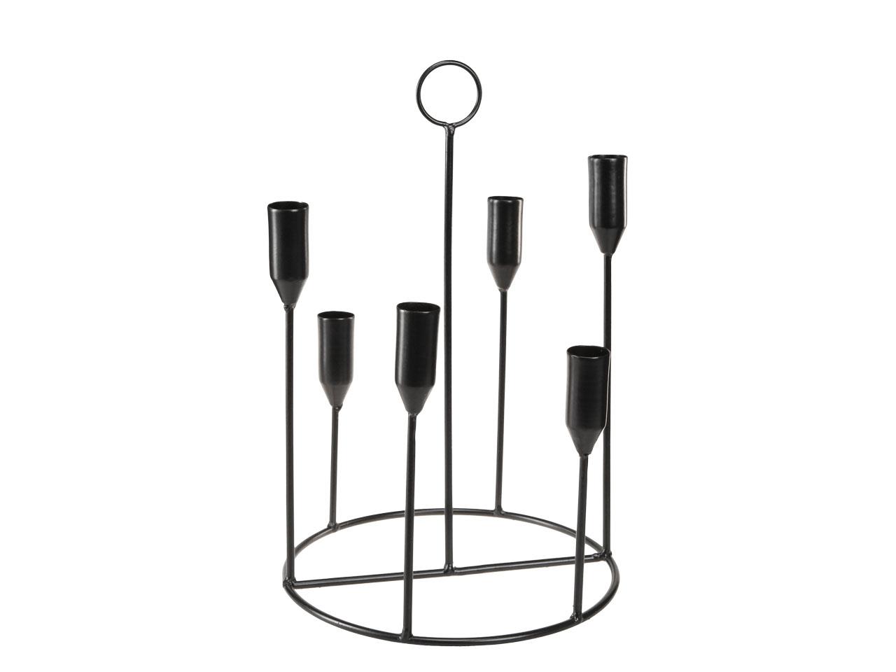 Kerzenleuchter f. 6 Stabkerzen Metall schwarz H31cm