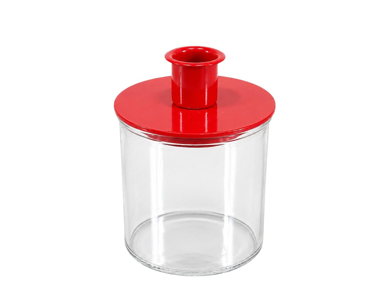 Stabkerzenhalter Metall auf Glaszylinder klar D10xH13cm
