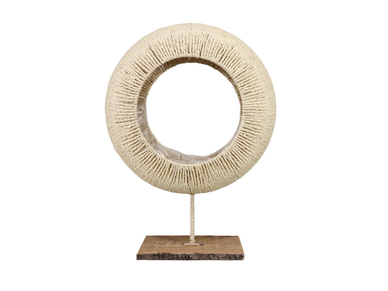 Ring m. Pflanzöffnung auf Sockel Bastkordel hell D40xH55cm
