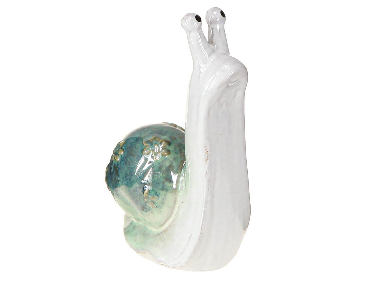 Schnecke Keramik grün-weiß glasiert D13,5xH23,3cm