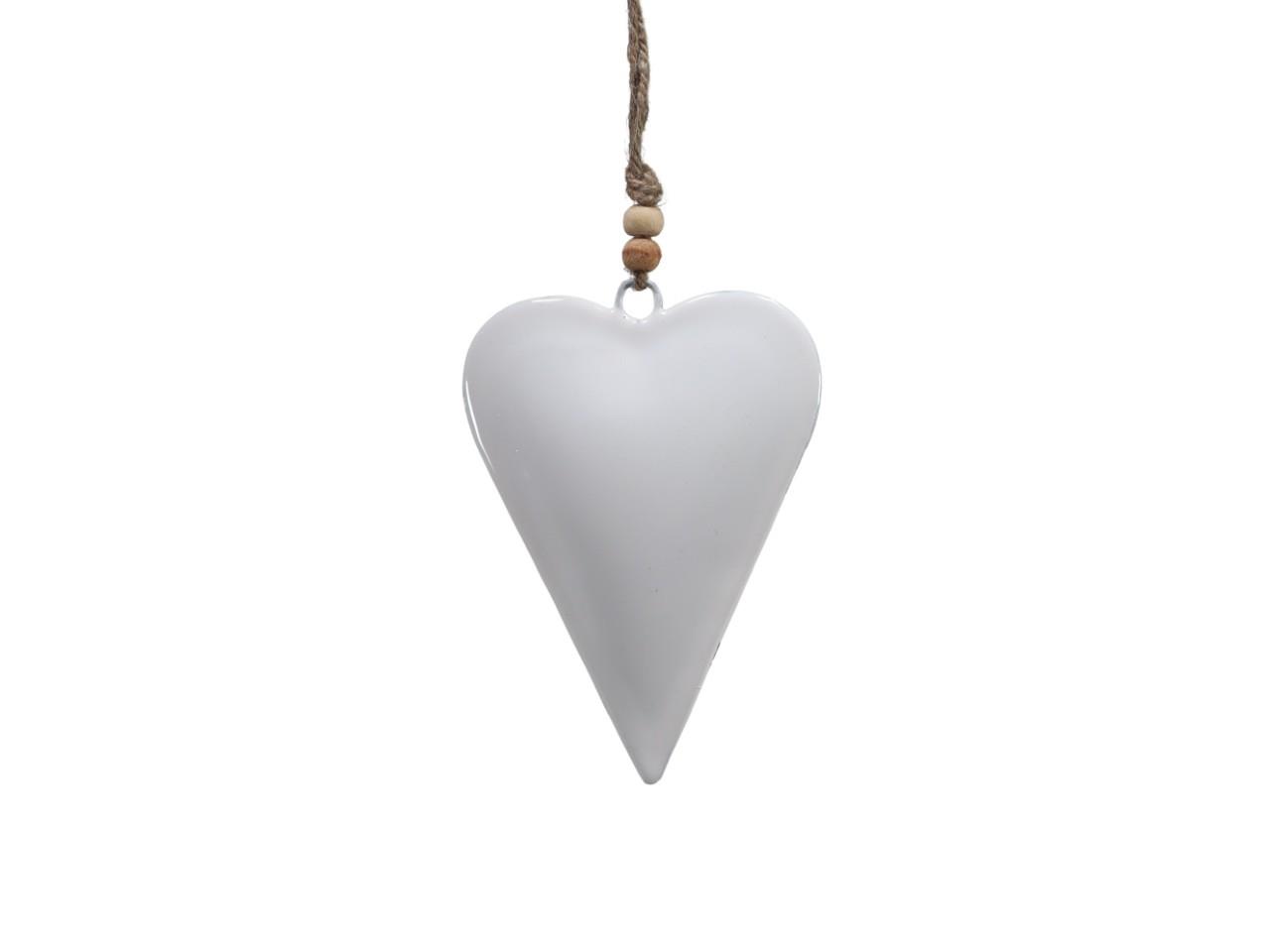 Herz hängend Metall weiß 13x9cm