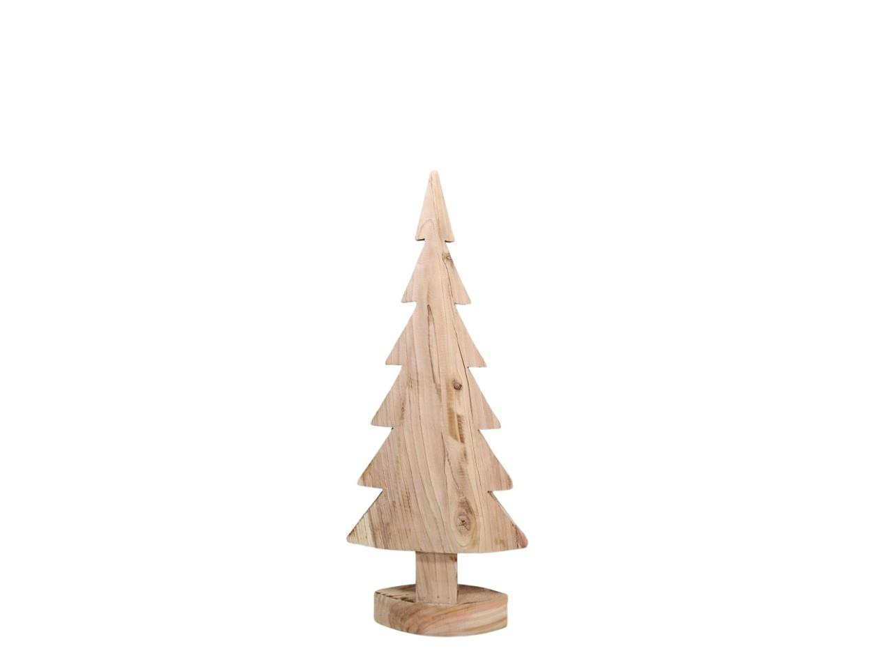 Tannenbaum auf Sockel Paulownia Holz natur-gefl. D30xH70cm