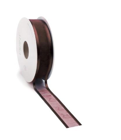 Band Prego Organza/Satinrand 22 mm 25 Meter kaffee Farbe 75