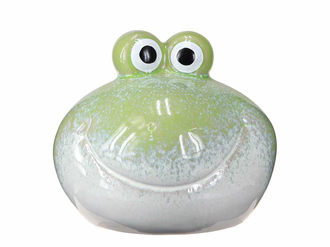 Froschkopf Keramik grün-weiß glasiert D17,2cm