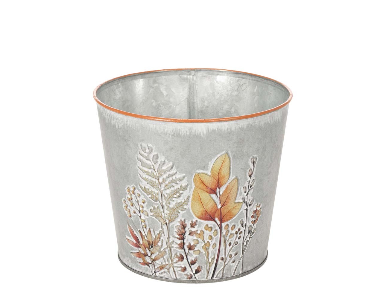 Übertopf "Herbstblätter" Metall natur-orange D15cm