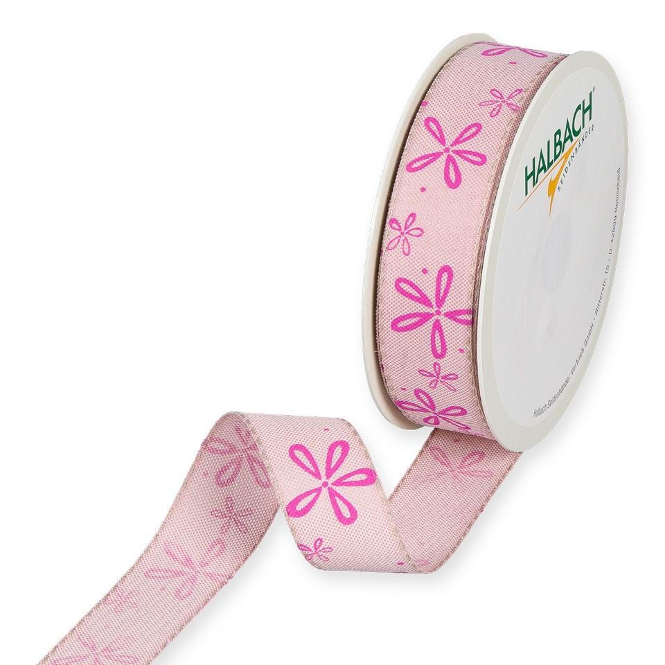 Druckband Blüten 25 mm 18 Meter pale rose 23