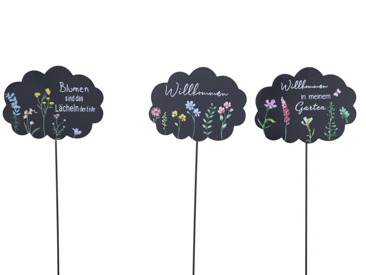 Blumenstecker m. Sprüchen Metall Wiesenblume D10,5cm + Pin