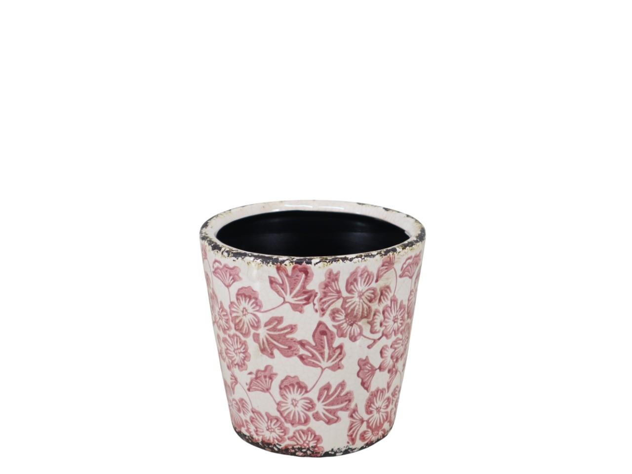 Übertopf Elim Blütenranke Keramik rosa-weiß D13cm