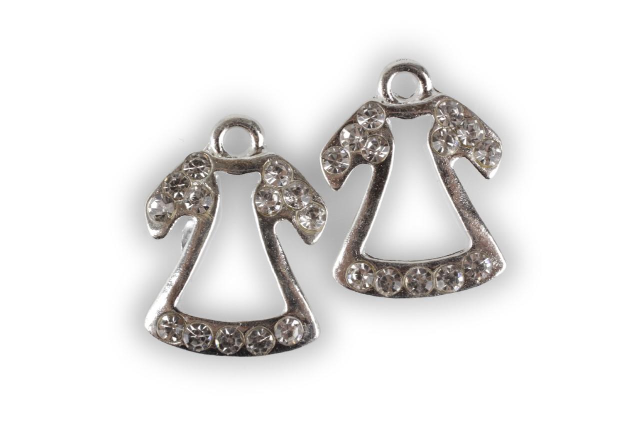 Schutzengel m. Öse m. Glasdiamanten Metall silber D1,9cm