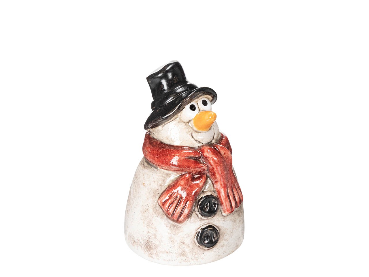 Schneemann "Fridolin" Steingut weiß/schwarz H10,6cm
