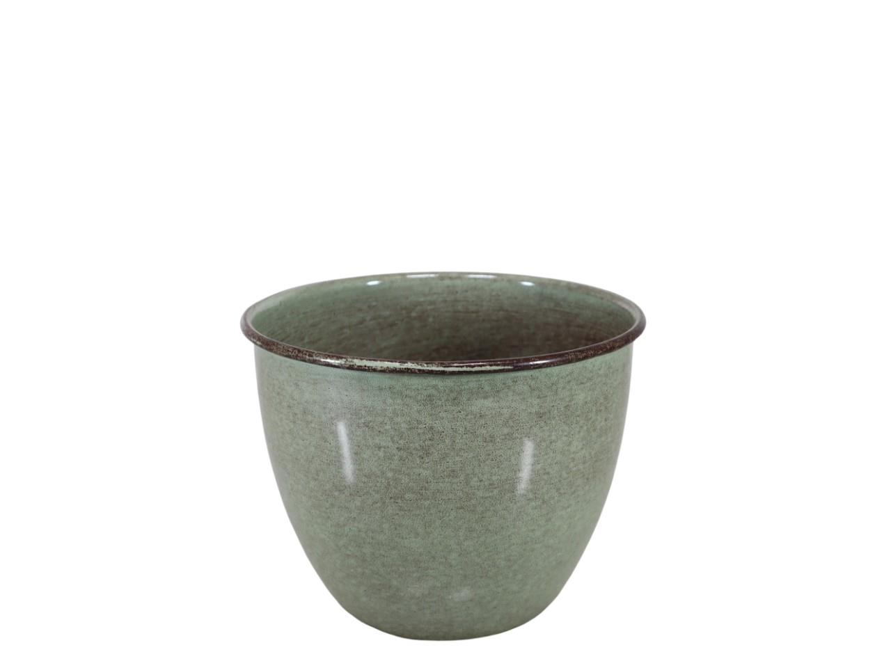 Pflanztopf Emaille Metall salbei D21 H 17 cm