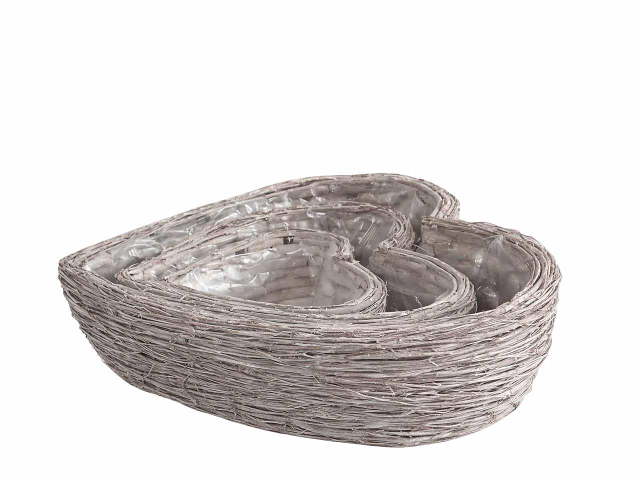 Pflanzherz Ulmenzweige auf Holzplatte Set/3 gekalkt D42cm