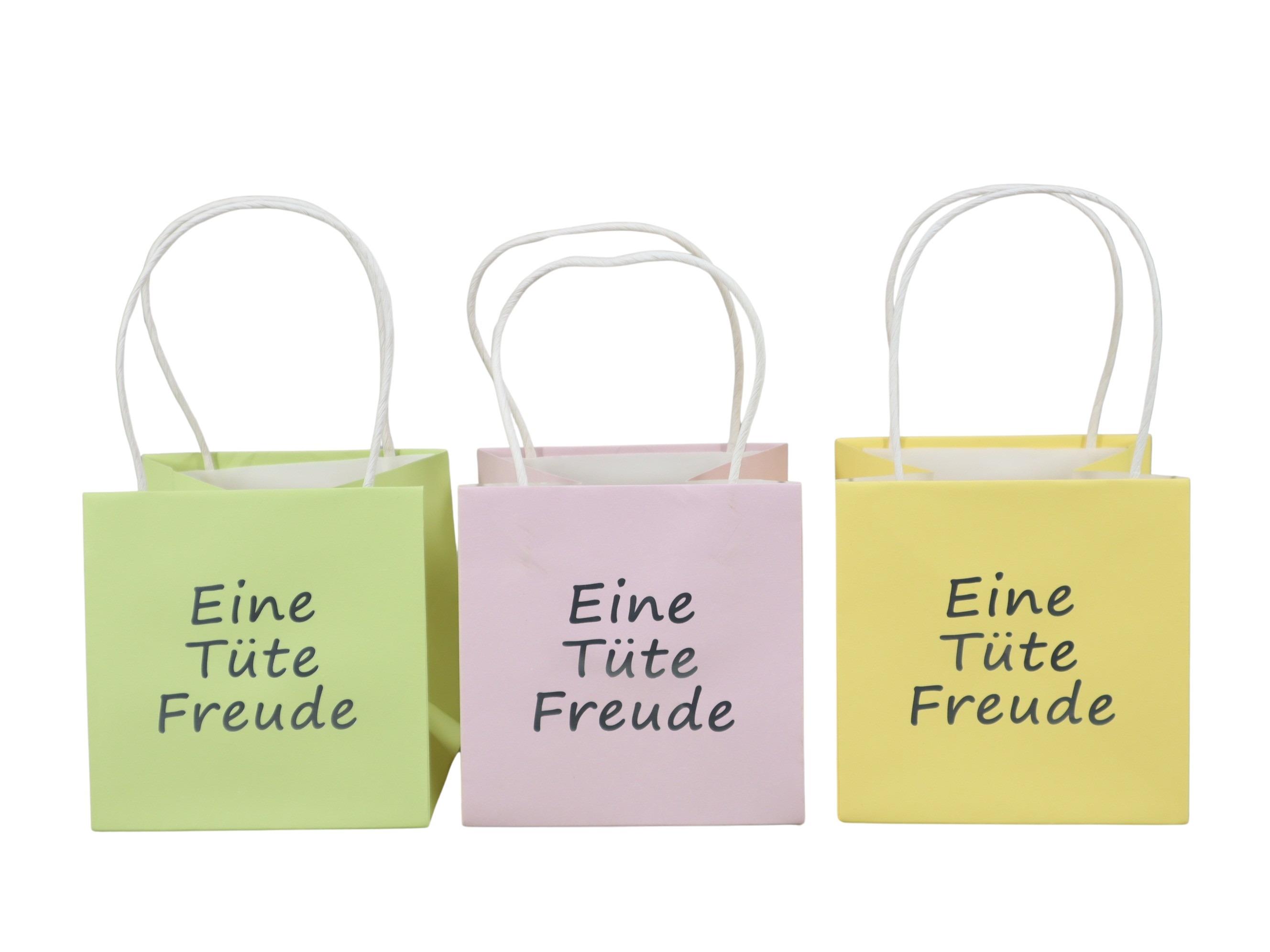 Tasche Eine Tüte Freude Papier wasserab. pastellmix D12cm