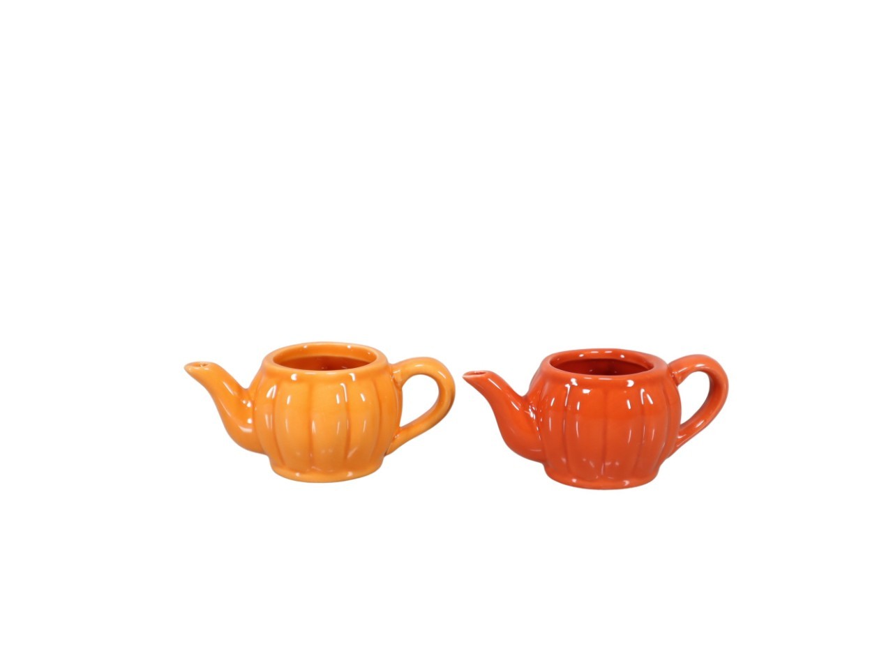 Teekanne Kürbis gelb-orange L11,6cm (Öffnung innen D4,4cm)