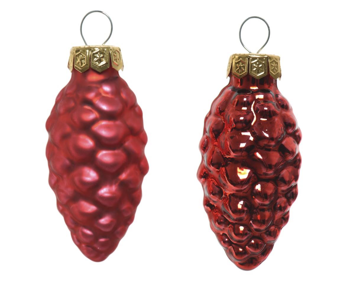 Zapfen hängend Glas rot glanz/matt L6cm