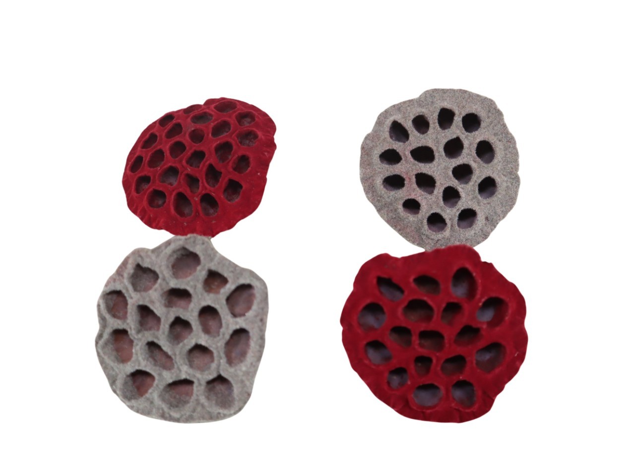 Lotos 8-10cm beflockt sortiert weinrot / grau