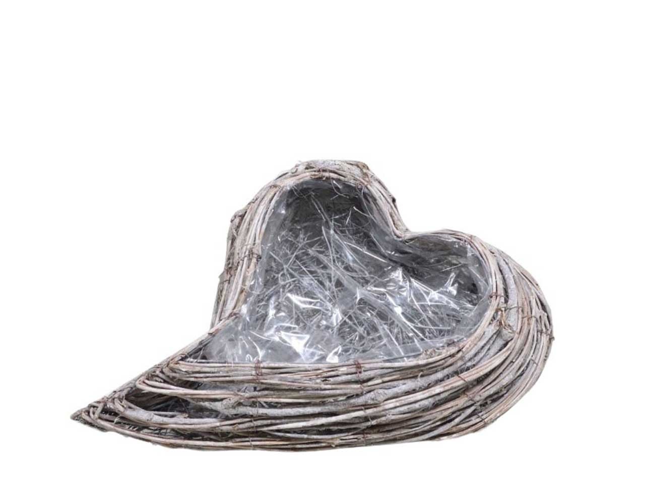 Pflanzherz geschwungen Rattan gekalkt L25cm