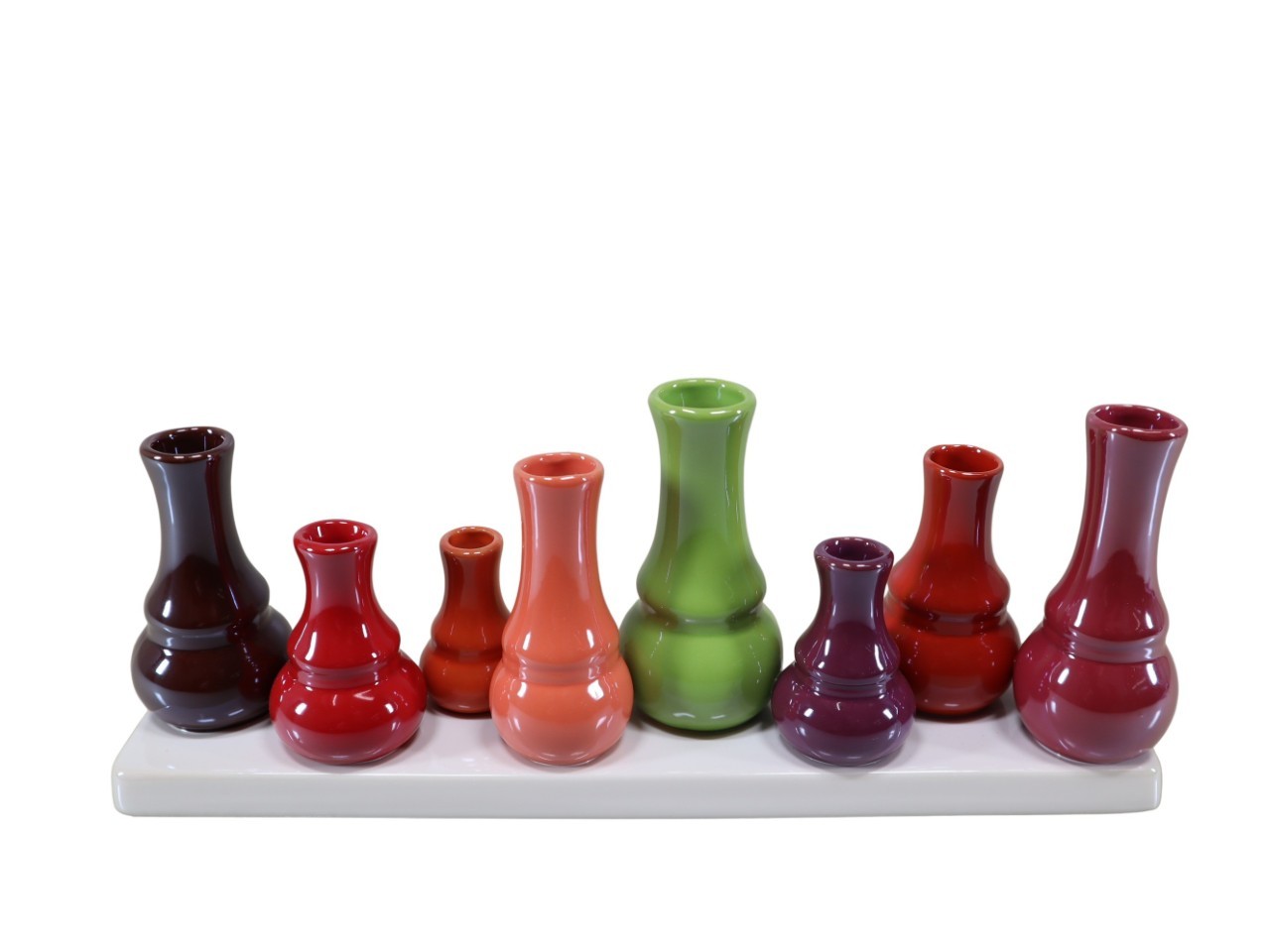 Vasentablett  Keramik orange, grün, rot 30x6,5x11 cm