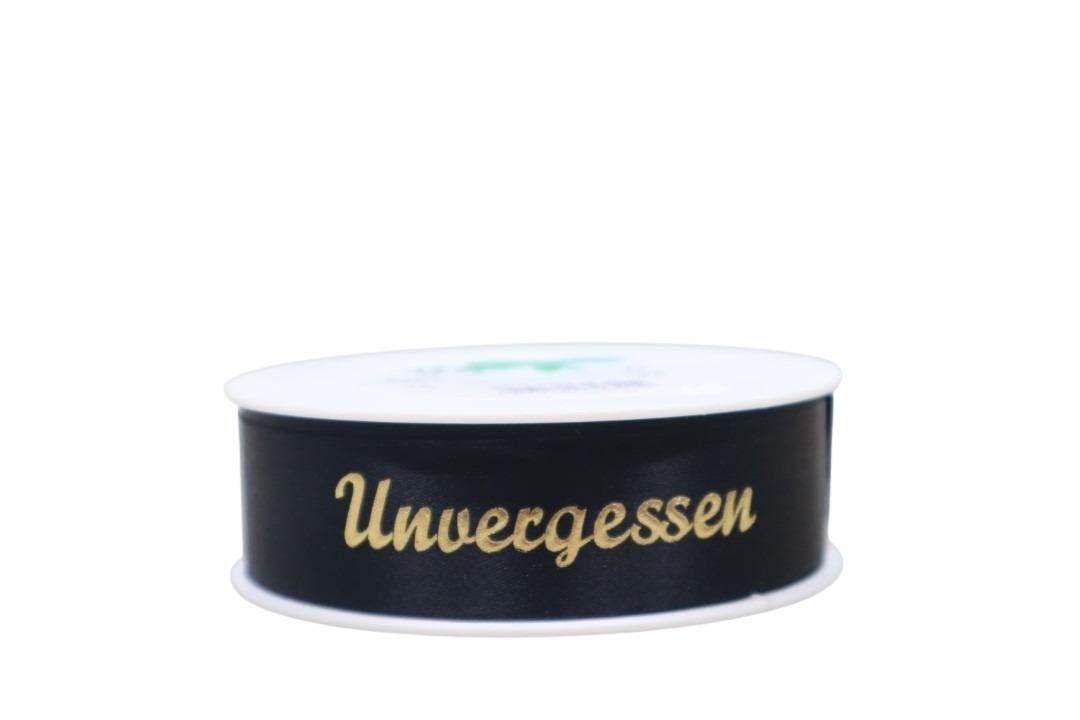 Spruchband schwarz Unvergessen 25 mm 25 Meter