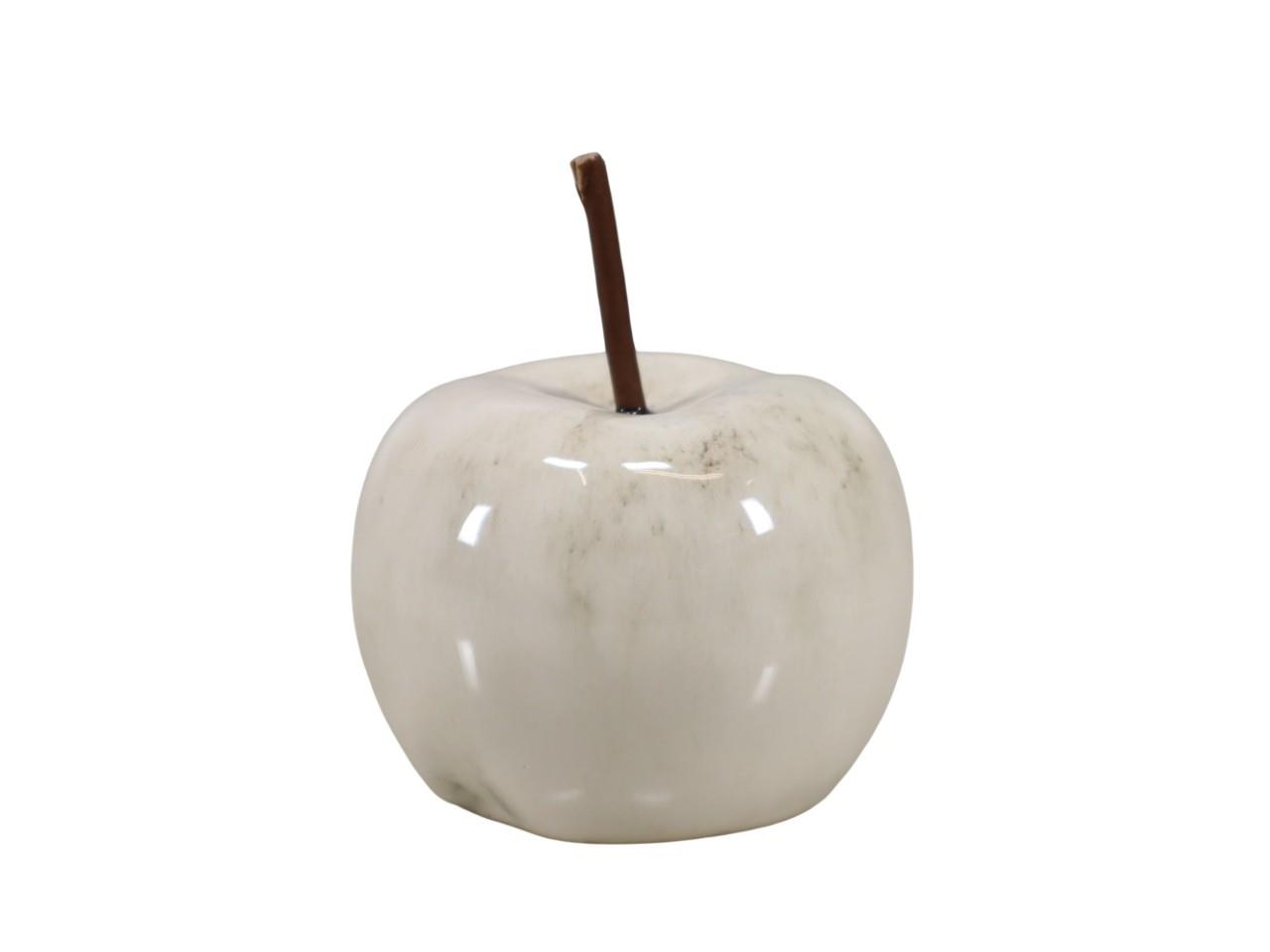 Apfel Keramik weiß-glasiert D8cm