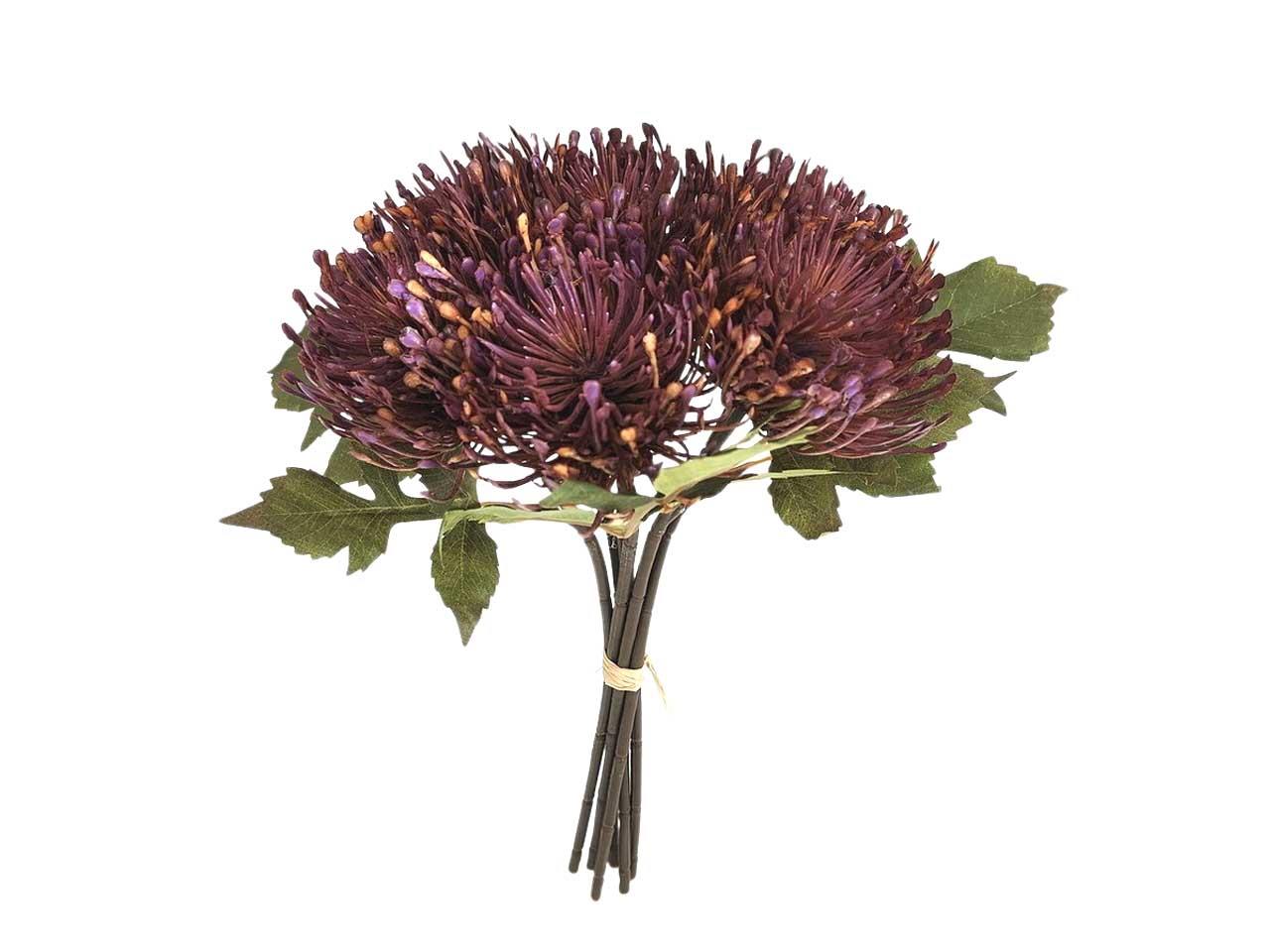 Nadelkissenpick 6 Blüten lila-aubergine L20cm