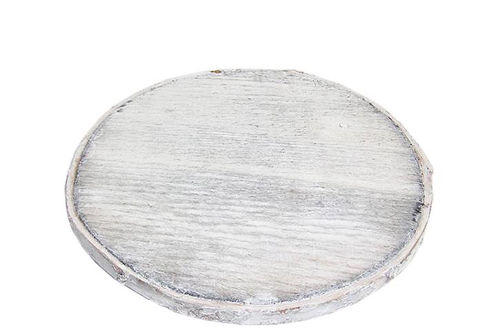 Holzscheibe m. Birkenrand geweißt D20cm