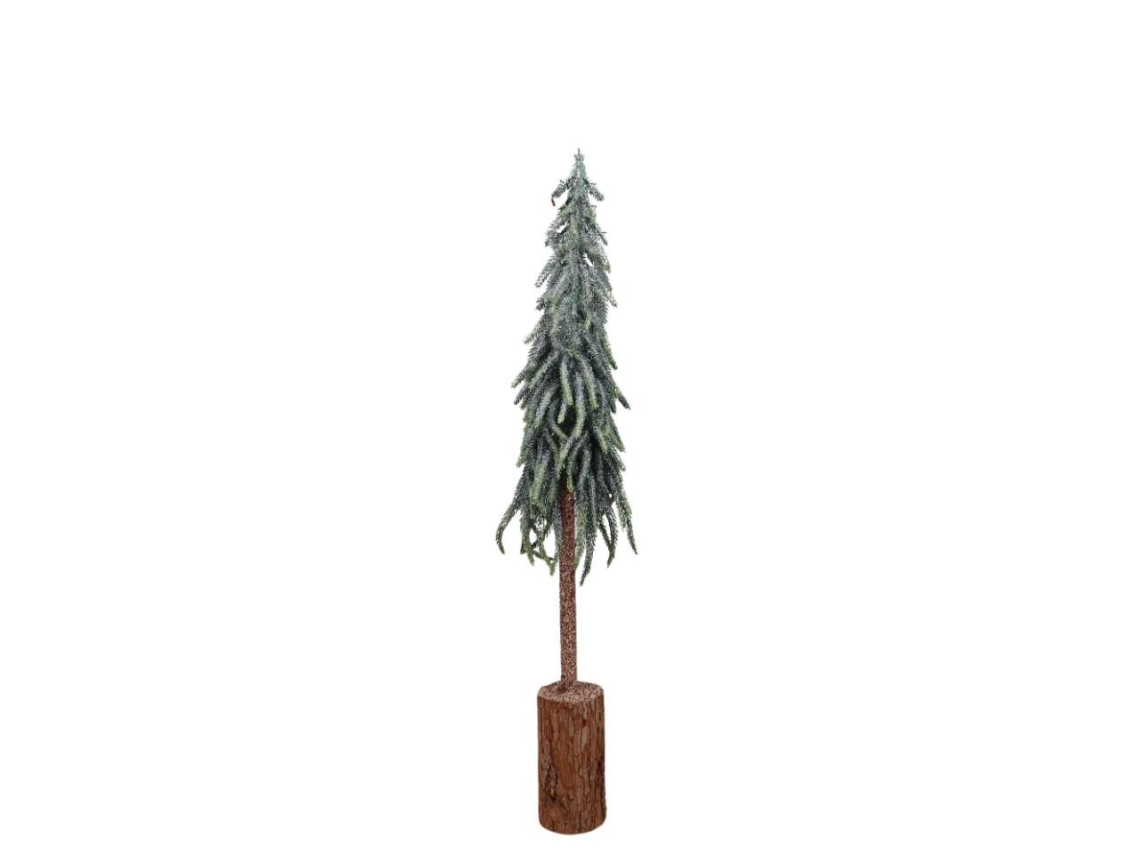 Tannenbaum mit Holzfuß geeist Holz/Kunststoff grün H75cm