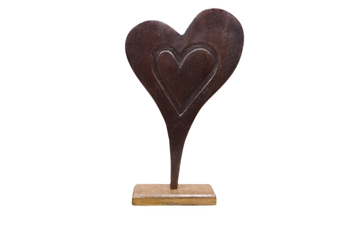 Herz Metall/Holz kupferbraunt D25xH42cm NETTO