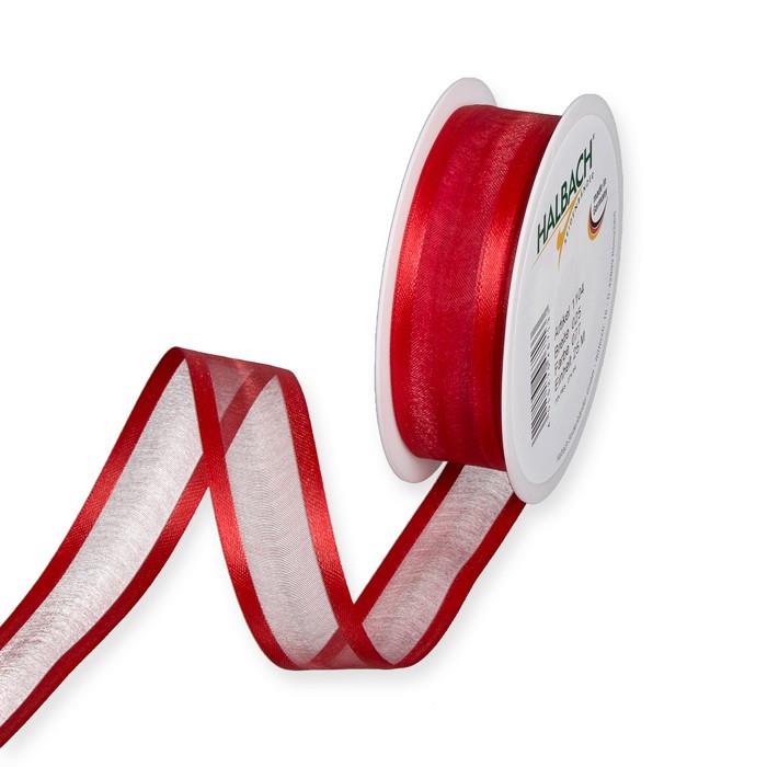Dekoband Organza/Satin 25 mm 25 Meter rot 77
