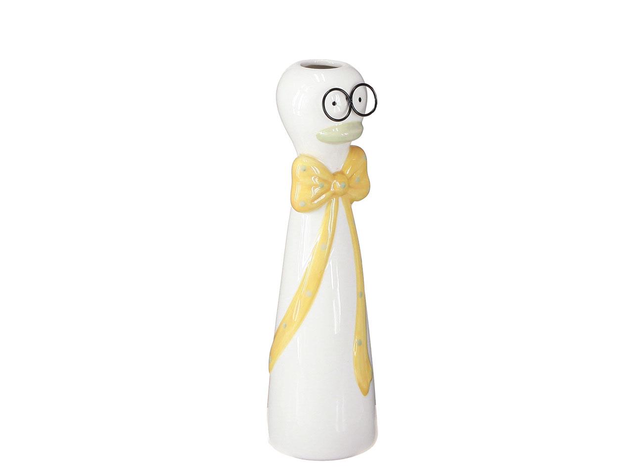 Vase Ente m. Brille Porzellan weiß H25cm