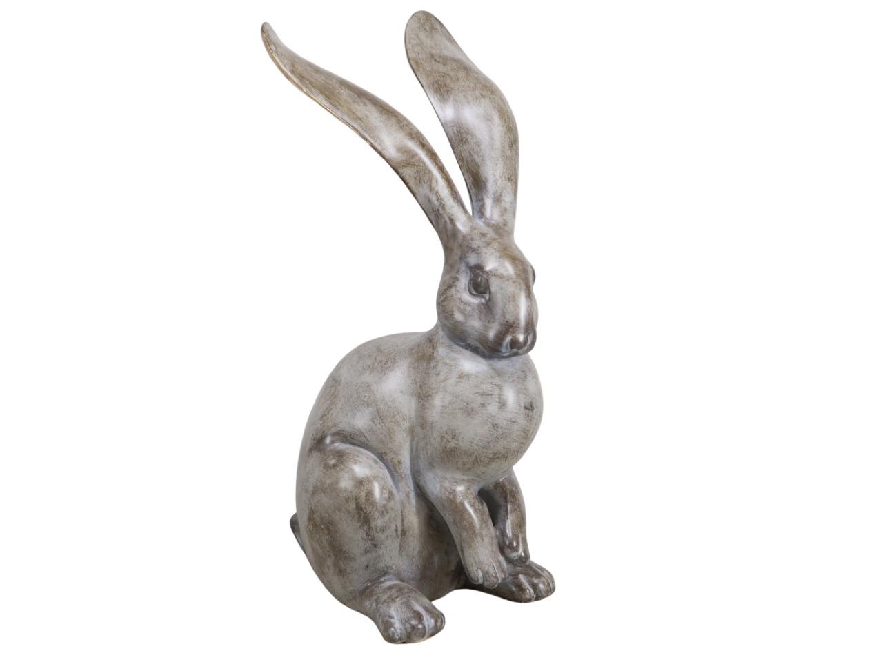 Hase braun-greige Polyresin 27x55cm