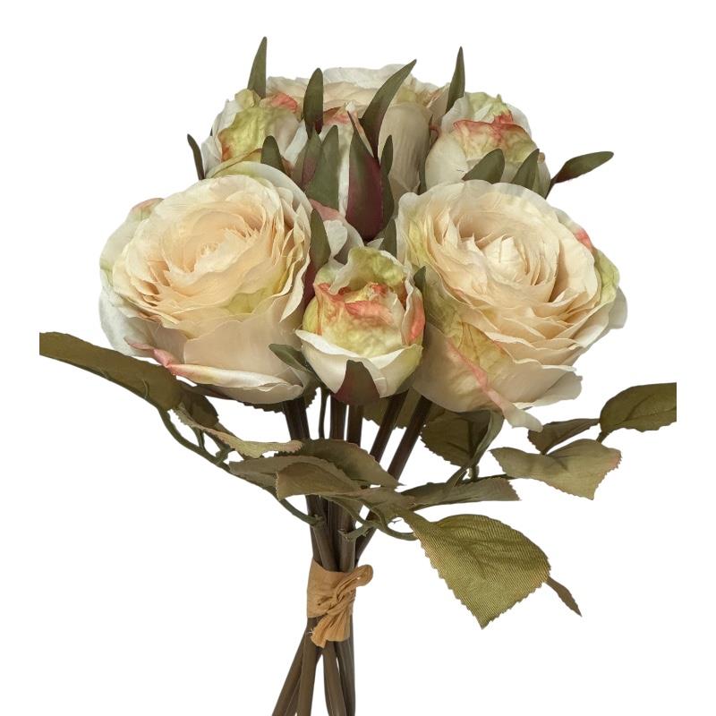 Rosenbouquet 7Blüten creme H32cm