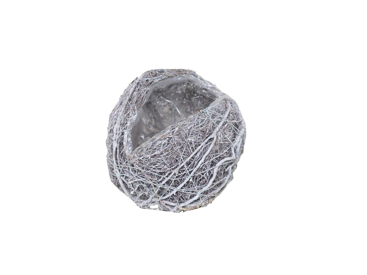 Kugel z. Pflanzen Rattan weiß D15cm