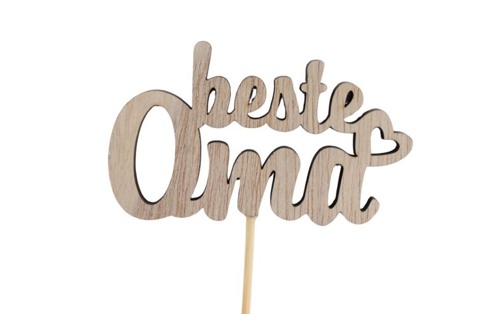 Stecker Beste Oma Holz natur D8,5x5cm + Pin