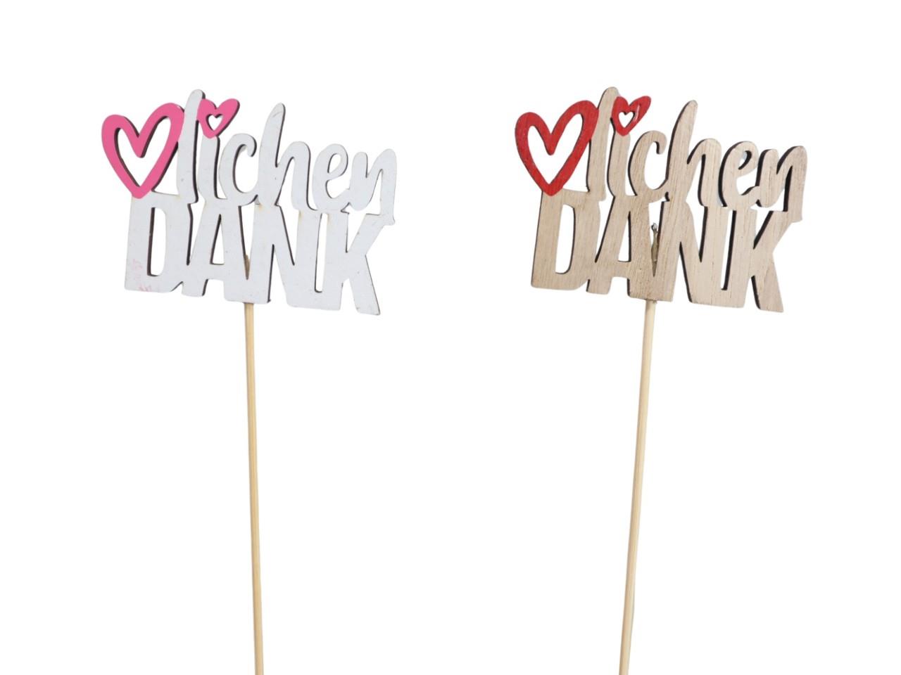 Stecker Herzlichen Dank Holz natur-weiß D8x5,5cm + Pin